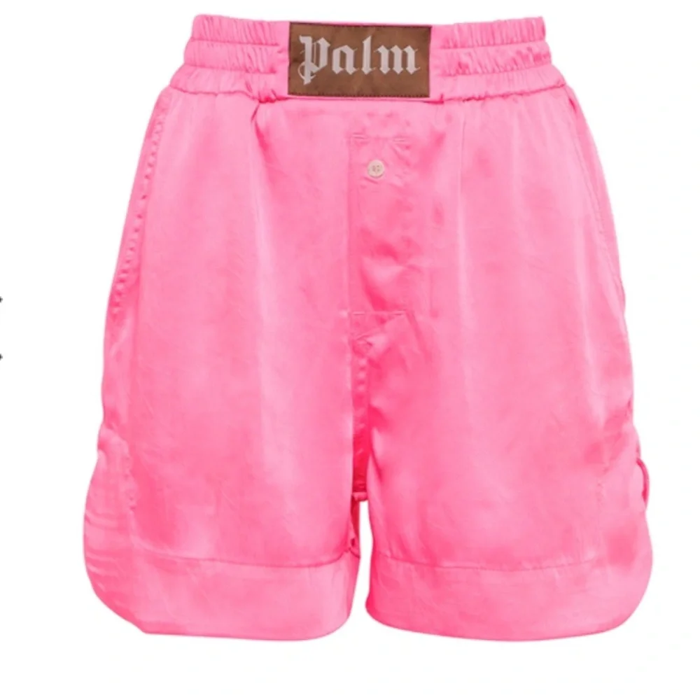 Palm Angels Shorts Satin Pink Boxer Technical Logo Women’s XS